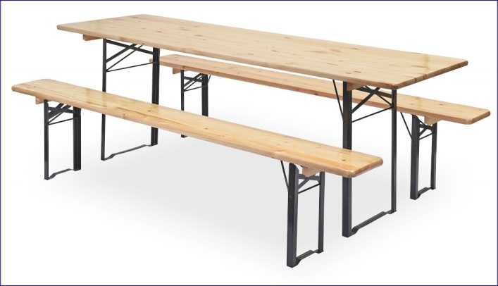Drewniany komplet stół i 2 ławki na imprezy plenerowe Vestigo
