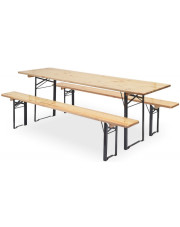 Składany komplet drewniany stół z 2 ławkami - Vestigo 3 rozmiary w sklepie Edinos.pl