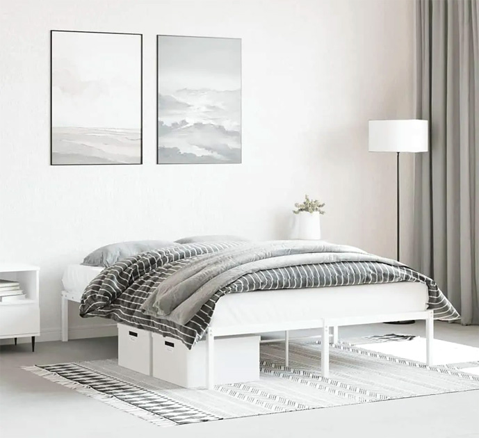 Białe pojedyncze metalowe łóżko Dafines