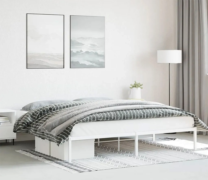 Białe pojedyncze metalowe łóżko Dafines
