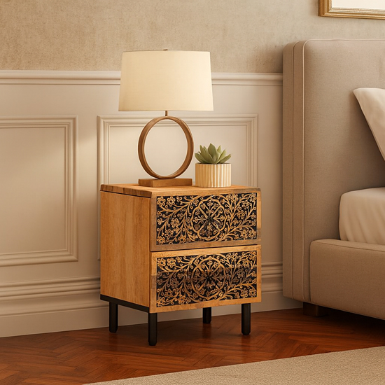 Drewniana szafka nocna z szufladami - Dikon 7X