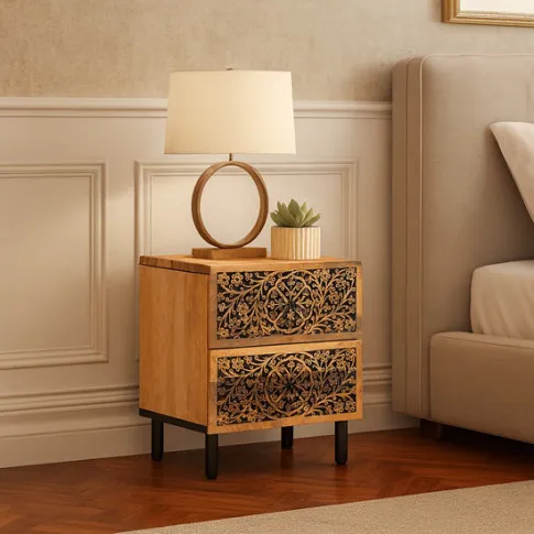 Drewniana szafka nocna z szufladami   Dikon 7X