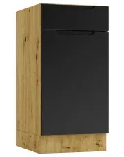 Szafka dolna z szufladą 40 cm dąb artisan + czarny - Granada 5X w sklepie Edinos.pl