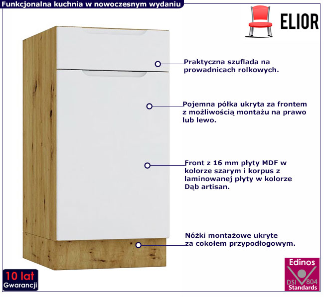 Szara dolna szafka kuchenna Orfa 5X