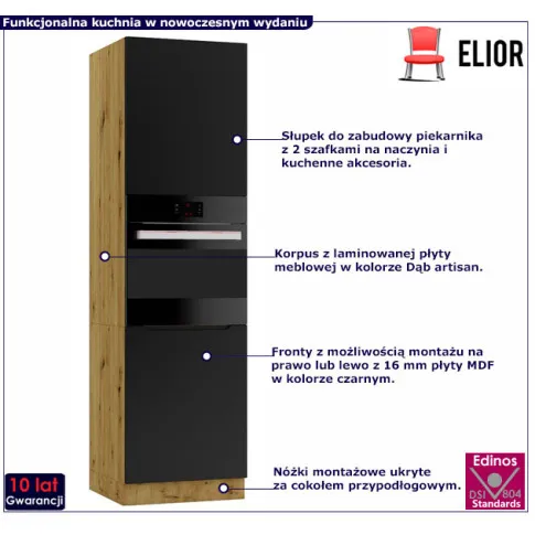 szafka słupek na piekarnik czarny Granada 7X