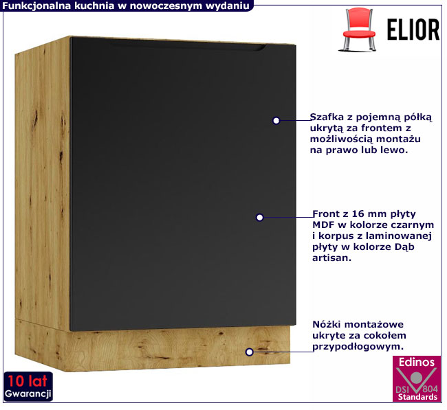 Czarna szafka kuchenna Orfa 8X