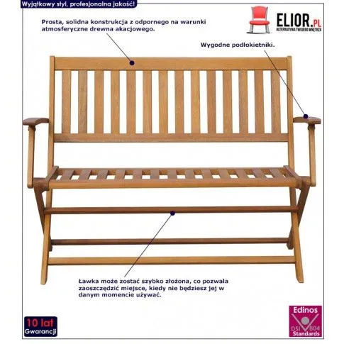 Szczegółowe zdjęcie nr 6 produktu Drewniana ławka ogrodowa Immel - brązowa