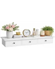 Biała półka wisząca z 3 szufladami - Larosa w sklepie Edinos.pl