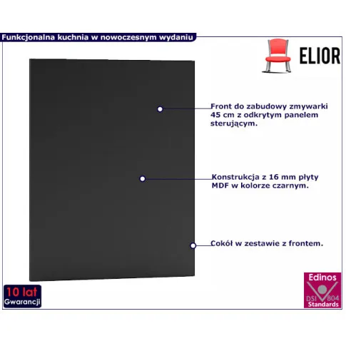 front zmywarki z panelem otwartym czarny Granada 15X
