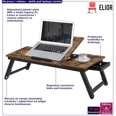 materialy industrialnego skladanego stolika pod laptopa liamis