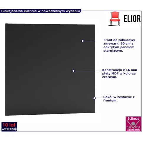 front do zabudowy zmywarki czarny Granada 17X