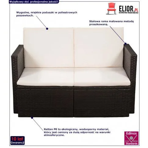 Szczegółowe zdjęcie nr 4 produktu Sofa ogrodowa Mios - brązowa