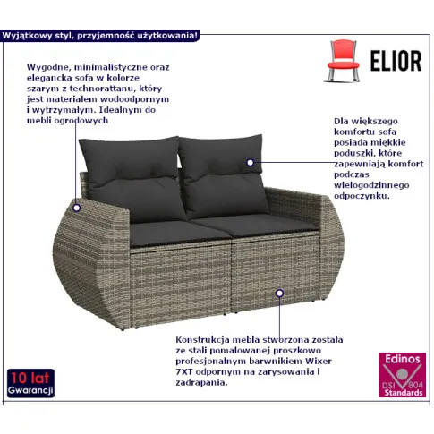 Alicante 3X szara sofa ogrodowa