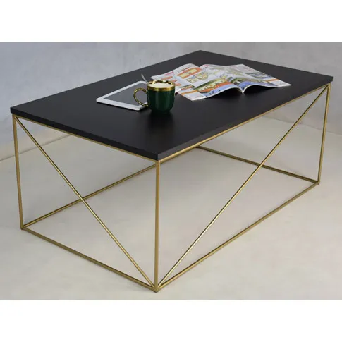 Stolik ze złotym stelażem Sekros 3X złoty czarny