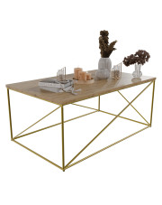 Stolik kawowy w stylu glamour złoty + dąb artisan - Sekros 3X