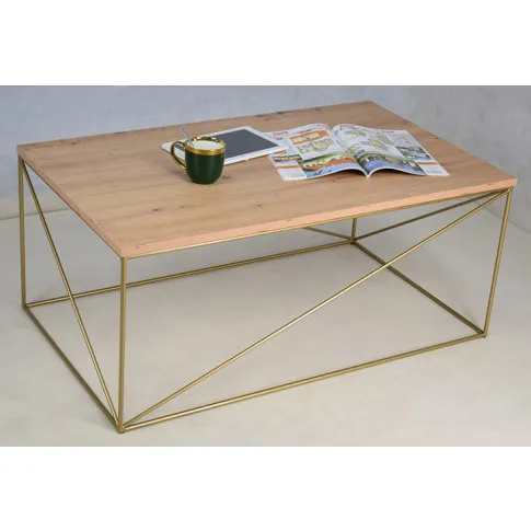 Prezentacja ławy ze złotym stelażem Sekros 3X złoty dąb artisan