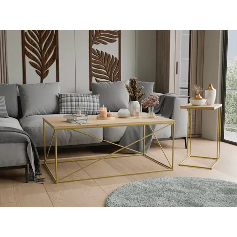 Wizualizacja ławy glamour Sekros 3X złoty dąb artisan