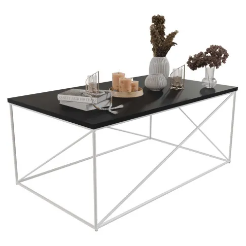 Ława z czarnym blatem Sekros 5X biały czarny