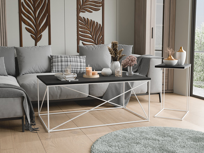 Wizualizacja ławy Cordani 5X biały+czarny