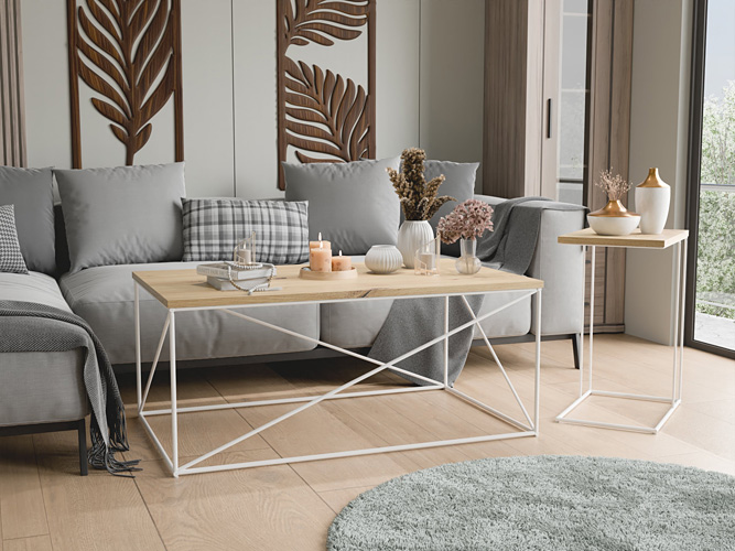 Wizualizacja ławy Cordani 5X biały+dąb artisan