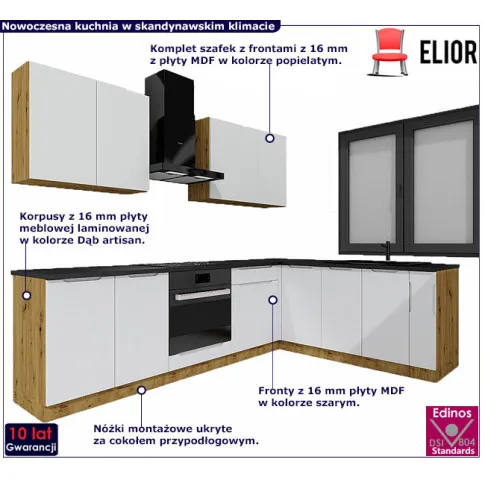 Komplet szafek kuchennych szarych Granada 28X