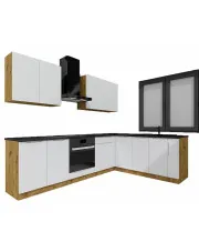 Komplet narożnych szafek kuchennych 260 cm dąb artisan + szary - Granada 28X w sklepie Edinos.pl