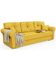 Żółta rozkładana kanapa z pojemnikiem na pościel - Orit 3X w sklepie Edinos.pl