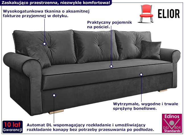 Rozkładana kanapa Blosse 4X grafit