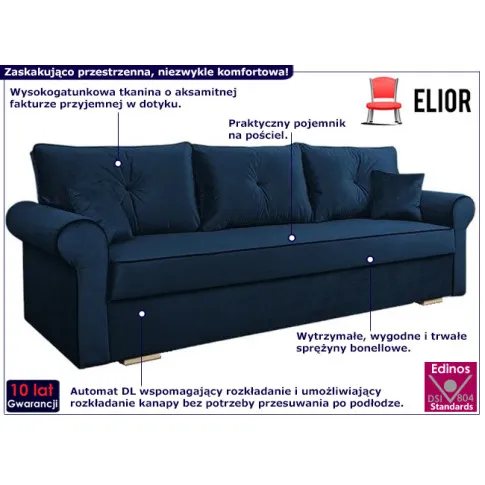 Kanapa na nóżkach Blosse 4X granatowa