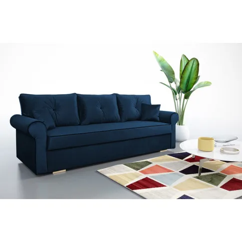 Prezentacja granatowej kanapy z poduszkami Blosse 4X