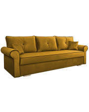 Welurowa kanapa z pojemnikiem na pościel kolor musztardowy - Blosse 4X