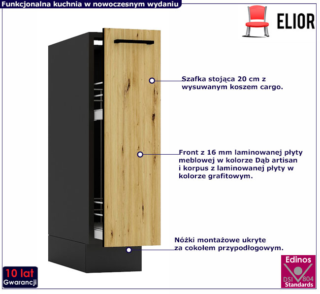 Szafka kuchenna cargo grafit+ artisan Coleo 4X