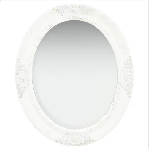 owalne białe lustro w vintage ramie