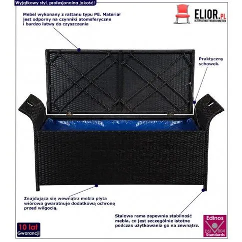 Szczegółowe zdjęcie nr 6 produktu Ławka ogrodowa Ovesa - czarna