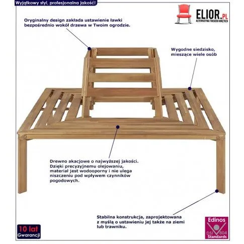 Szczegółowe zdjęcie nr 6 produktu Drewniana ławka pod pień drzewa Stilm - brązowa