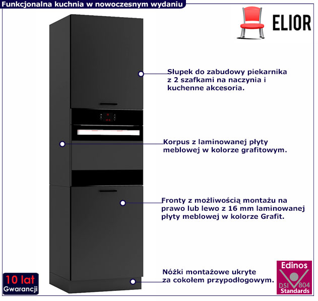 Szafka słupek pod piekarnik grafit Coleo 7X