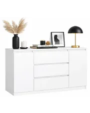 Biała komoda z 3 szufladami i drzwiczkami - Destel w sklepie Edinos.pl