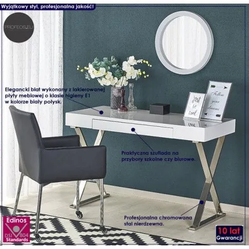 Fotografia Biurko do toaletki glamour Endela - biały połysk z kategorii Prezenty wg okazji