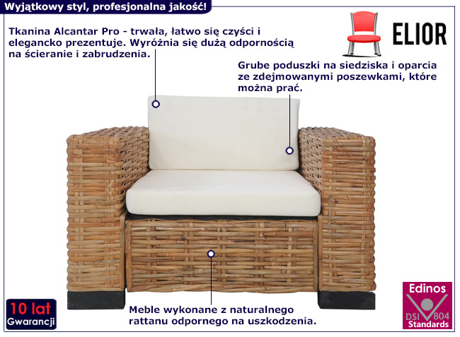 Rattanowy fotel ogrodowy Alarion 