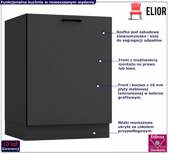 Szafka kuchenna na zlew grafit Coleo 10X