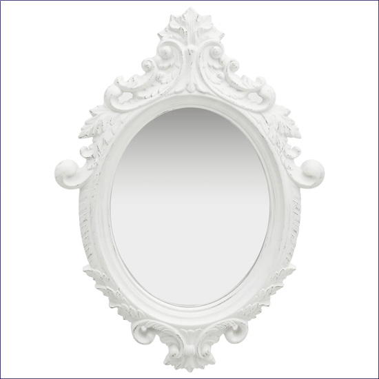 Owalne białe lustro salonowe Gloros 4X