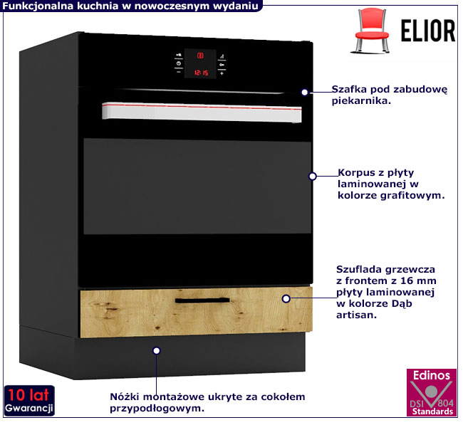 Szafka kuchenna na piekarnik grafit + artisan Beril 13X