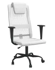 Białe krzesło biurowe ergonomiczne z ekoskóry - Manresa 4X w sklepie Edinos.pl