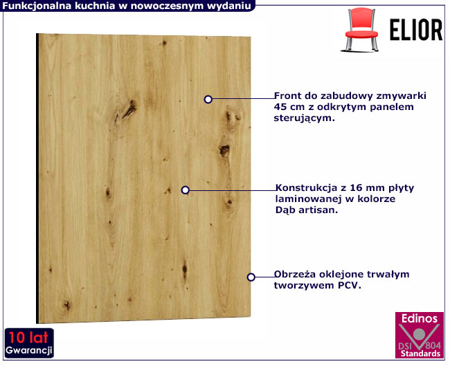 front do zmywarki 45 cm artisan Coleo 15X