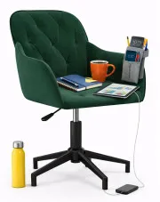 Ciemnozielone obrotowe krzesło dziecięce biurowe bez kółek - Picanta 10X w sklepie Edinos.pl
