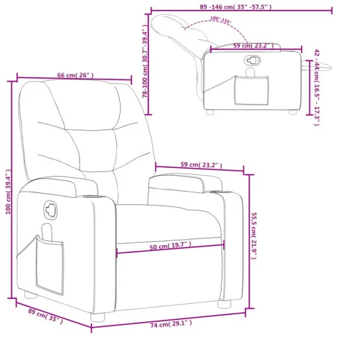 Wymiary fotela z masażem Luzof 3X