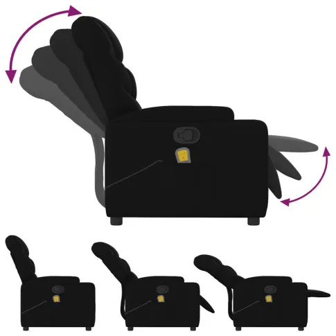 Fotel masujący z regulowanym oparciem Luzof 3X kolor czarny