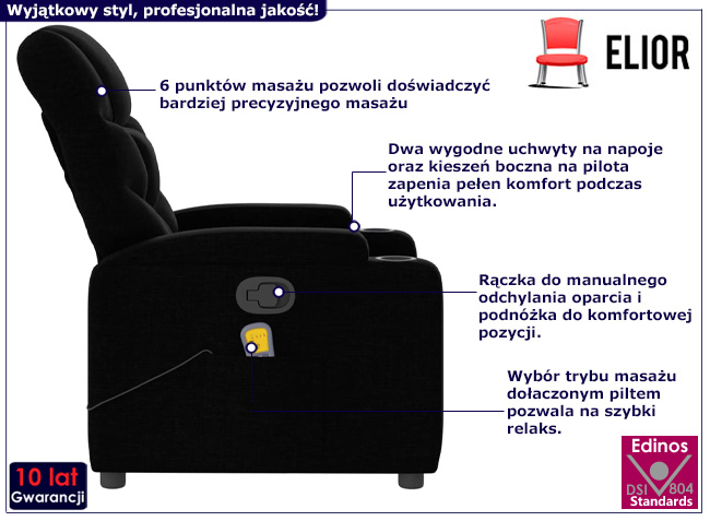Fotel z masażem Luzof 3X kolor czarny