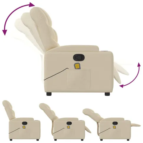 Rozkładany fotel masujący Luzof 3X kremowy