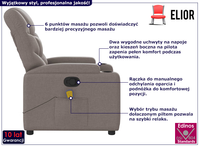 Fotel z masażem Luzof 3X kolor taupe